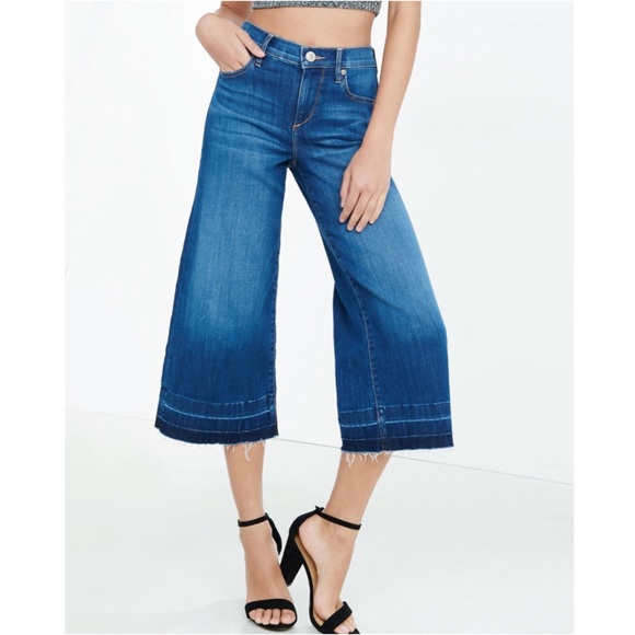 dark blue denim culottes